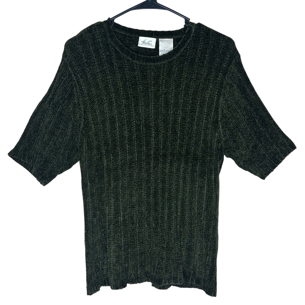 Kathie Lee Collection NWT 90s Women's XL Forestcore Ribbed soft Short Sleeve Top